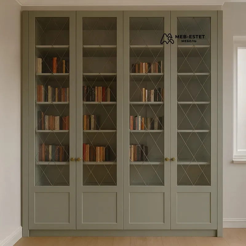 Книжный шкаф витрина зелёный