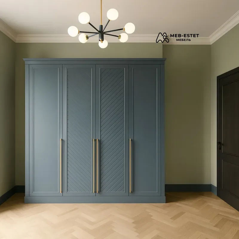 Шкаф платяной синего цвета