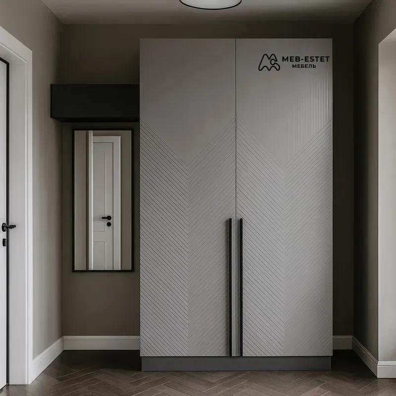 Шкаф прихожая серый фрезерованный