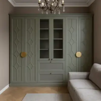 Встроенный распашной шкаф с витриной