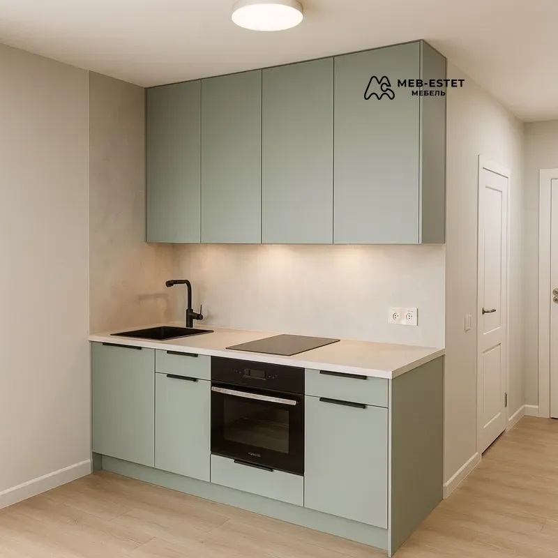 Кухня матовая зелёная