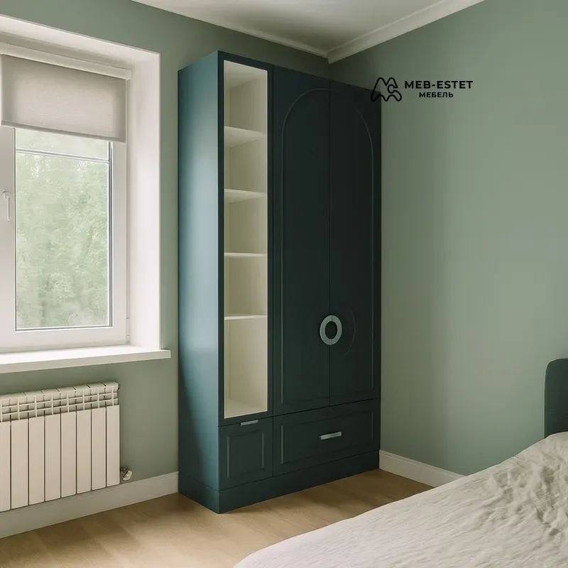 Шкаф пенал спальня зелёный