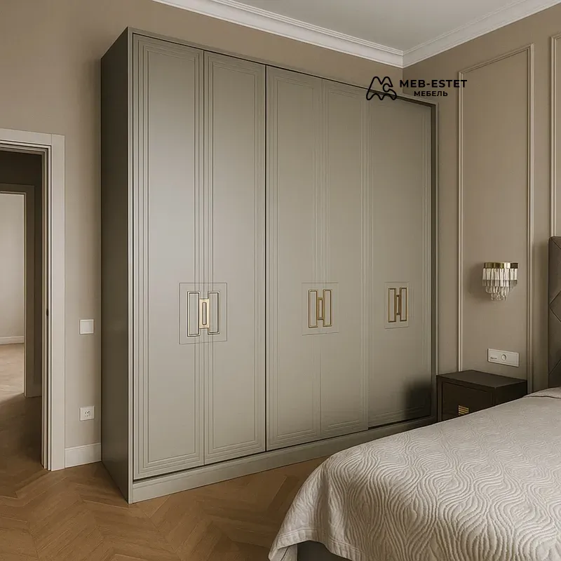 Шкаф встроенный классика бежевый