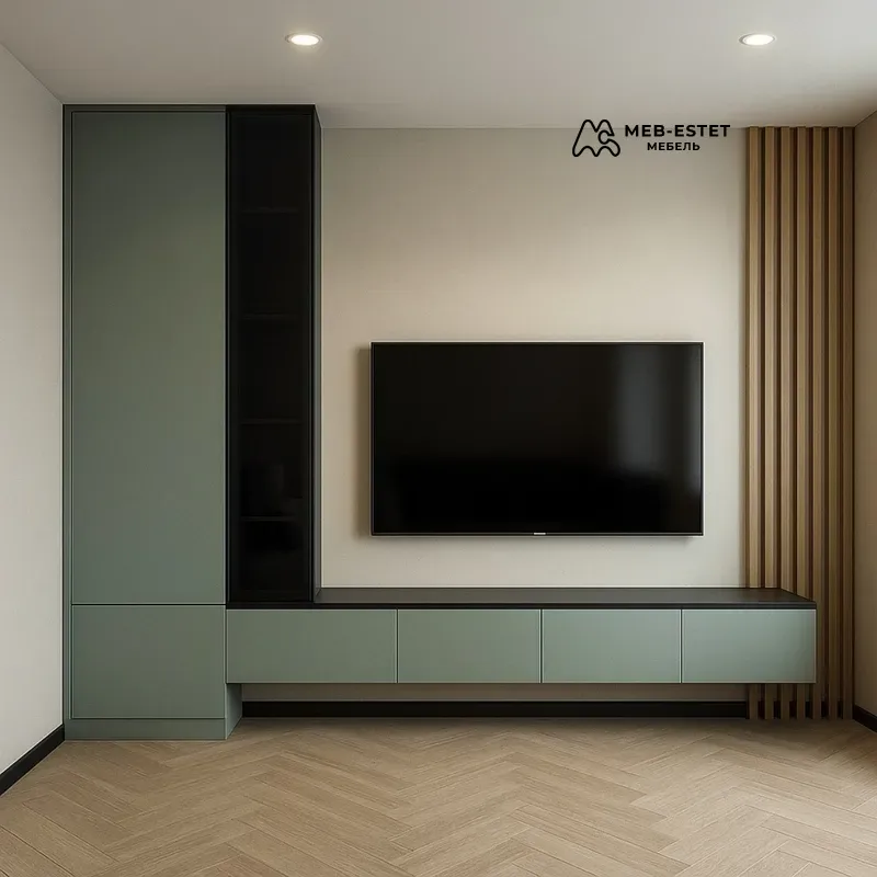 ТВ стенка тумба зелёная