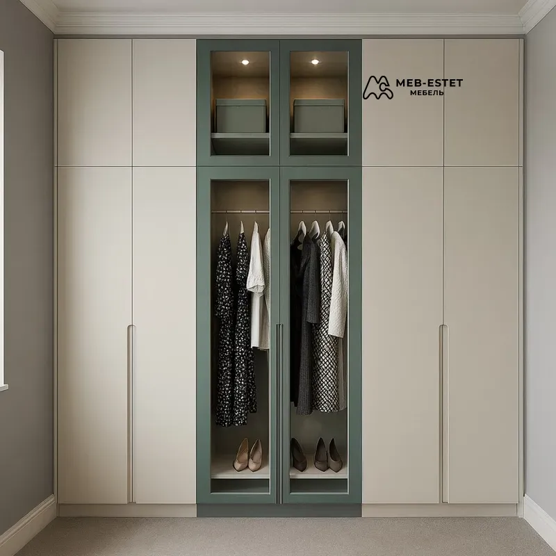 Встроенный шкаф-гардероб с витриной