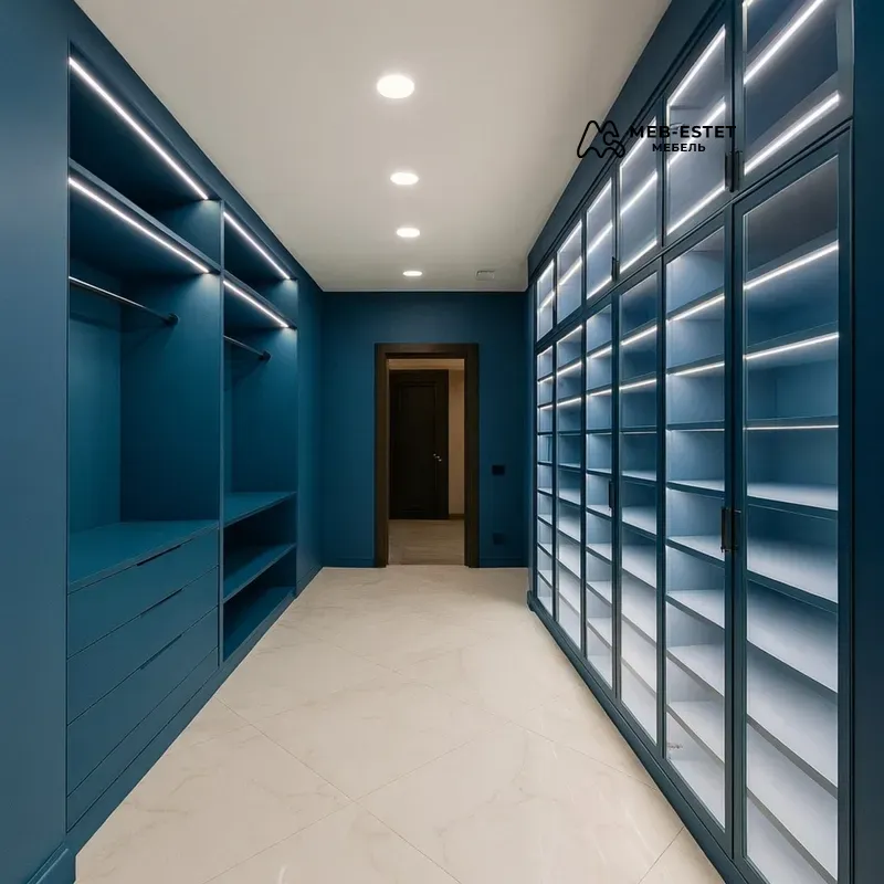 Гардеробная с витринами