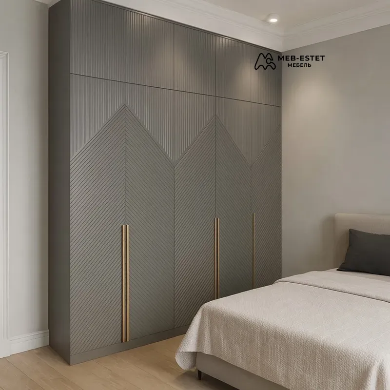 Шкаф фрезерованный серый высокий