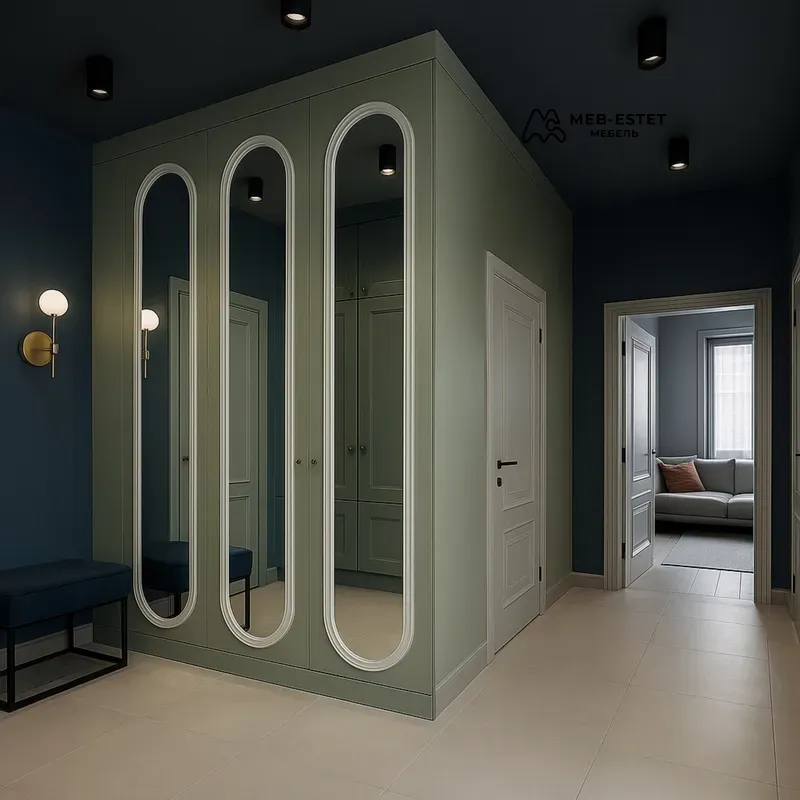 Прихожая встроенный шкаф с зеркалами