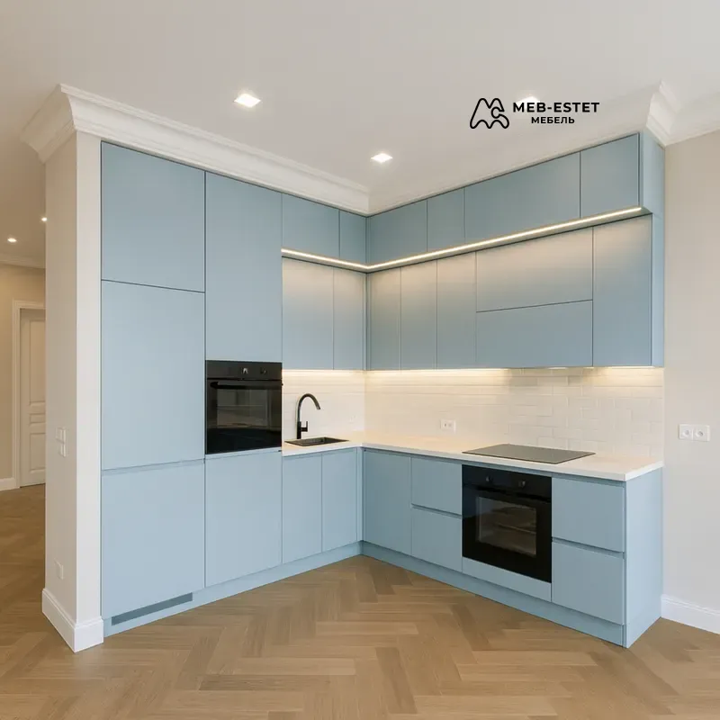 Кухня пастельная угловая