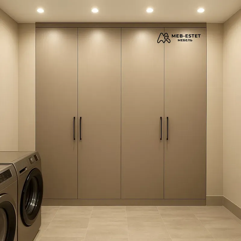 Шкаф постирочная встроенный бежевый