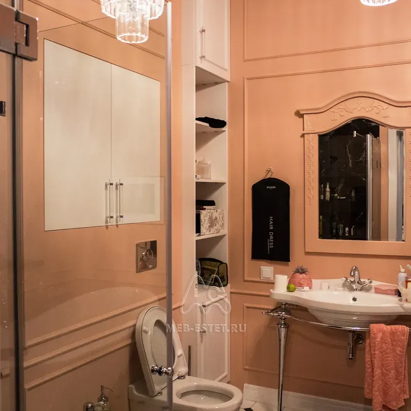 Мебель в санузел шкаф над инсталяцией и пенал