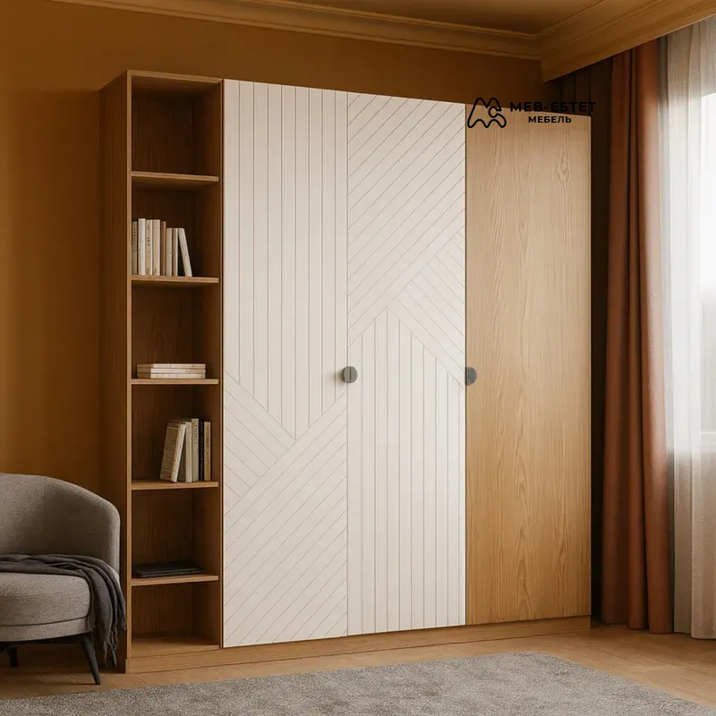 Шкаф с открытыми полками дуб белый