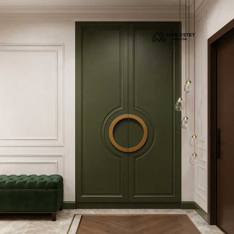 Шкаф в прихожую зеленый круг