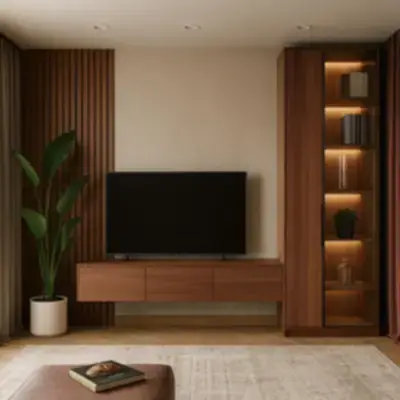 Стенка с витриной и тумбой