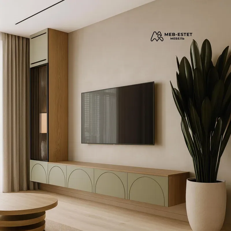 Навесная ТВ тумба со шкафом