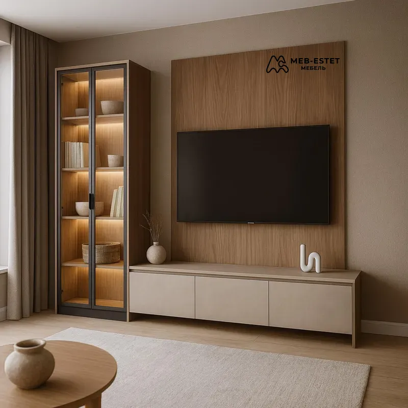 Гостиная витрина ТВ тумба дуб