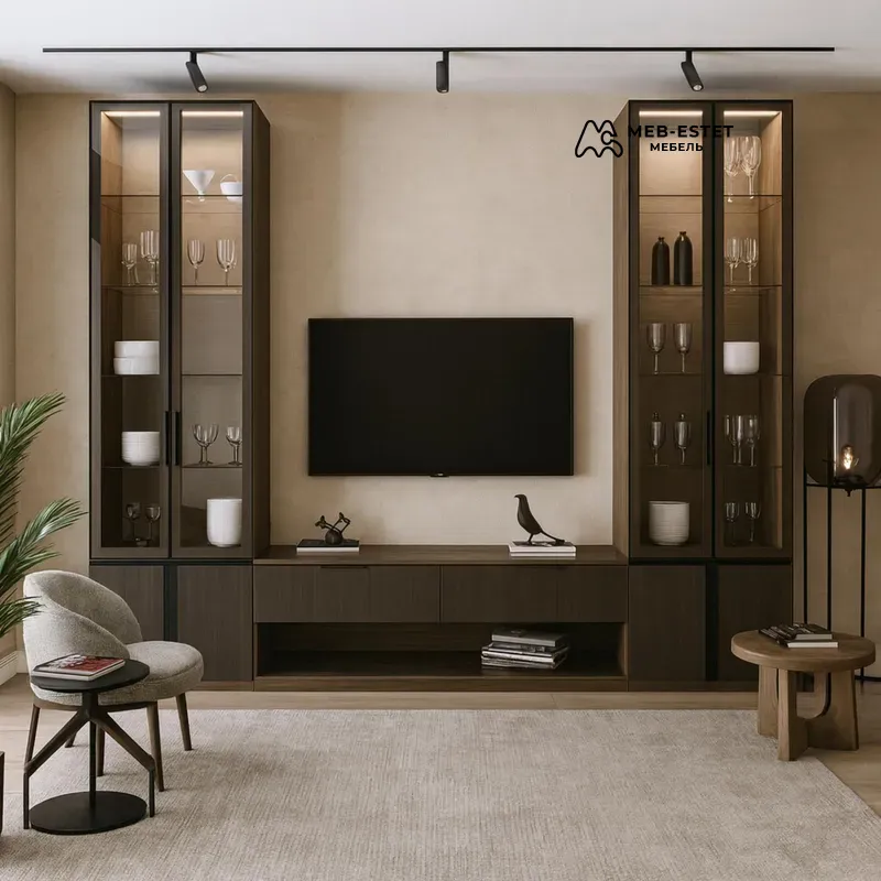 Стенка с витринами для ТВ