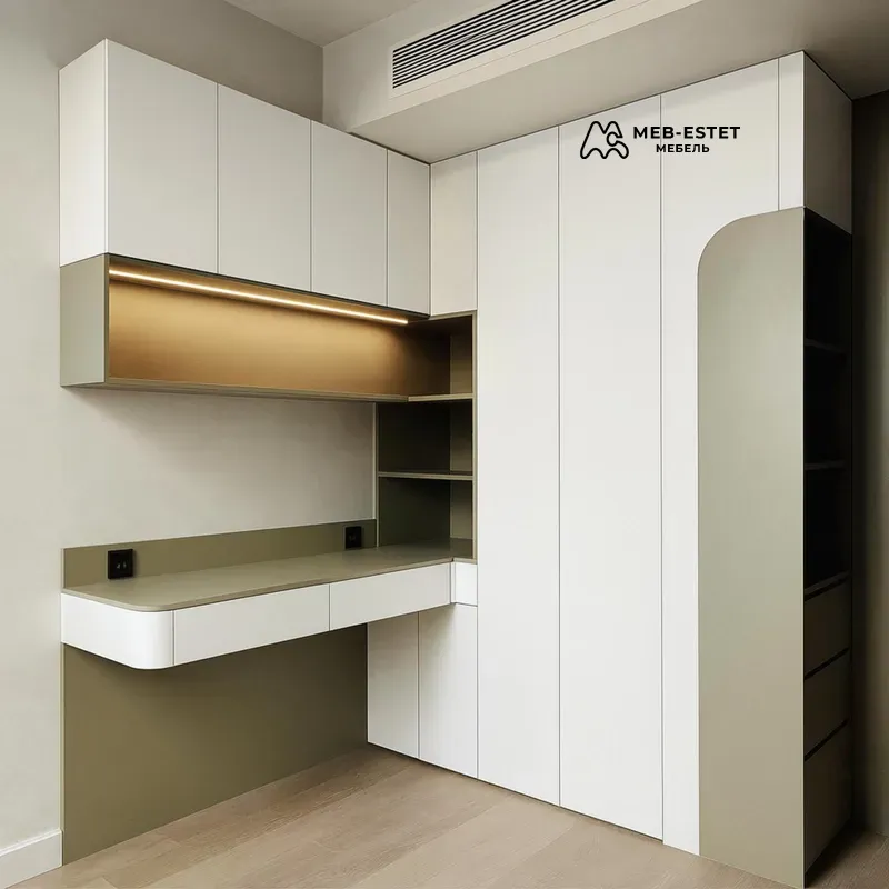 Шкаф рабочая зона белый оливковый