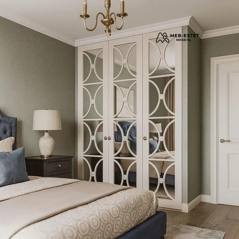 Встроенный шкаф с зеркалом в спальню