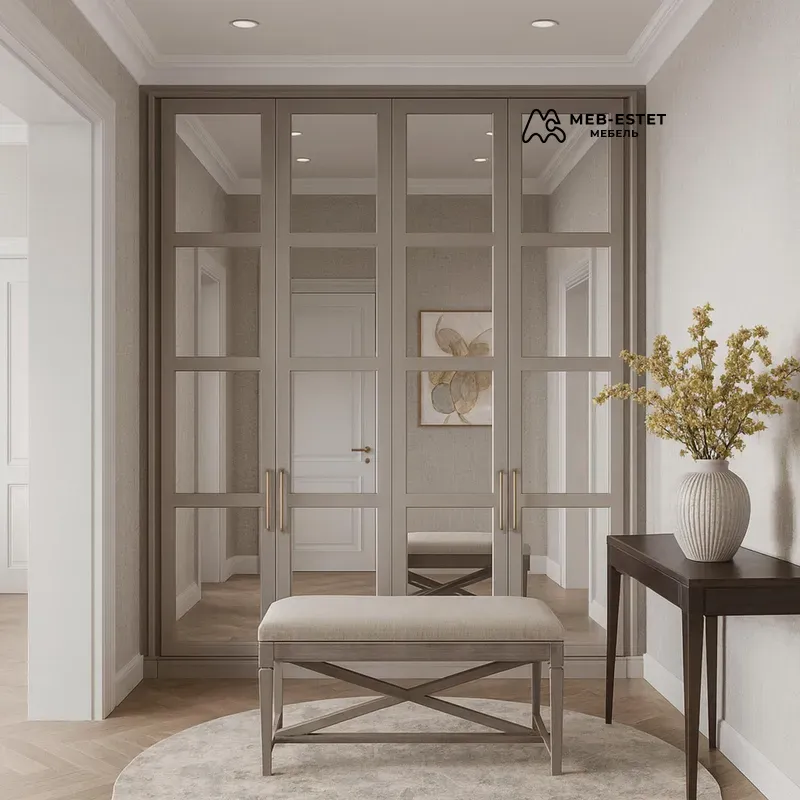 Шкаф встроенный зеркальные двери