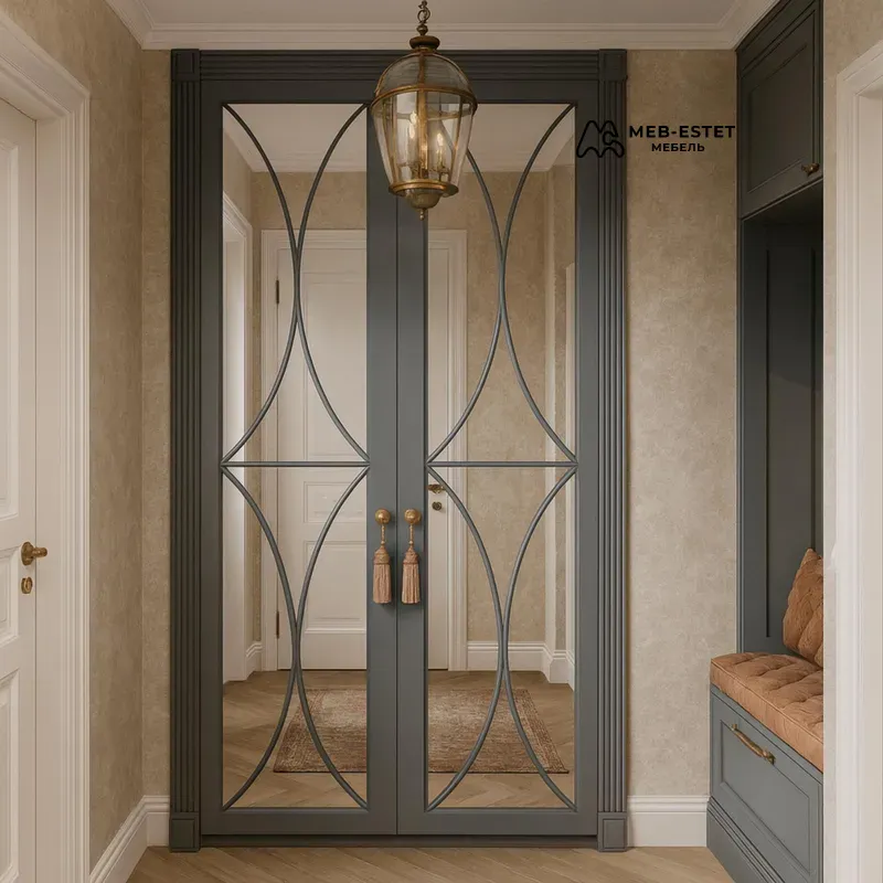 Шкаф прихожая с зеркалом декором