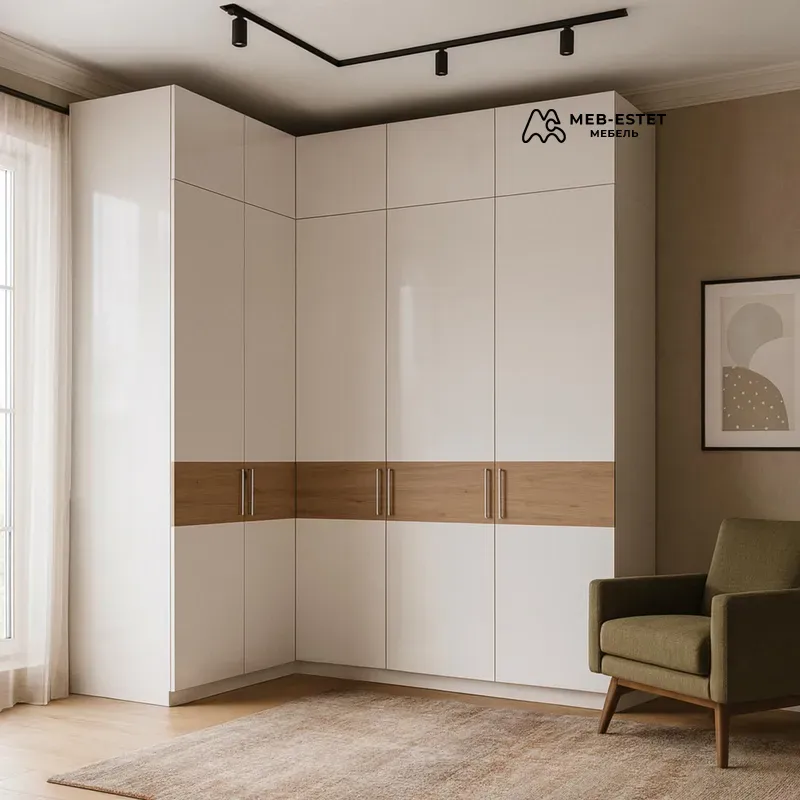 Угловой распашной шкаф премиум