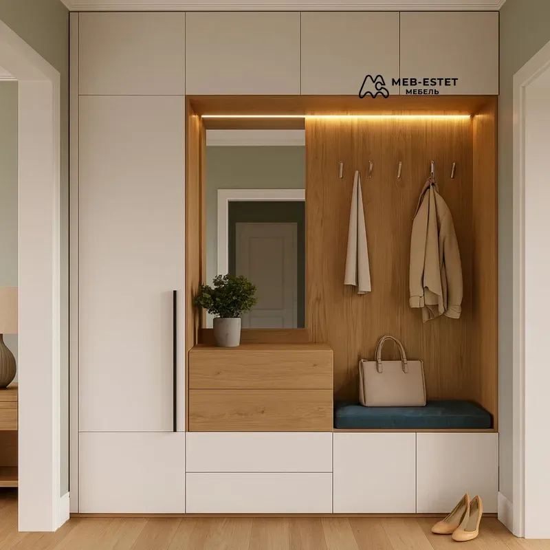 Прихожая с нишей и тумбой дуб белый