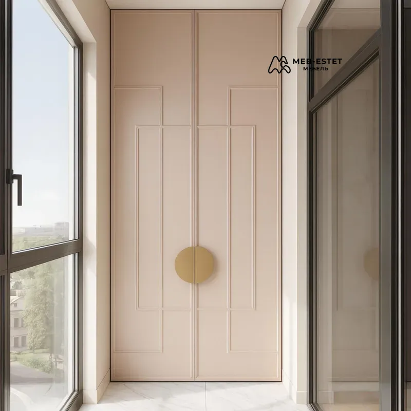 Шкаф встроенный пудровый ручка