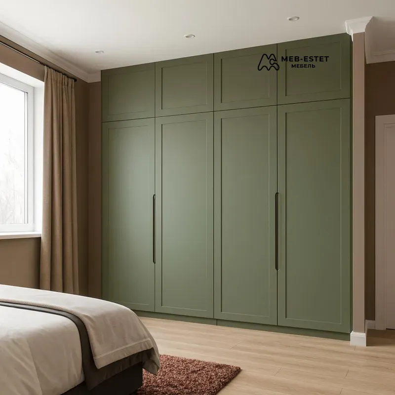 Шкаф встроенный зелёный до потолка