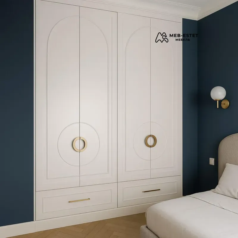 Встроенный шкаф фрезерованный кремовый