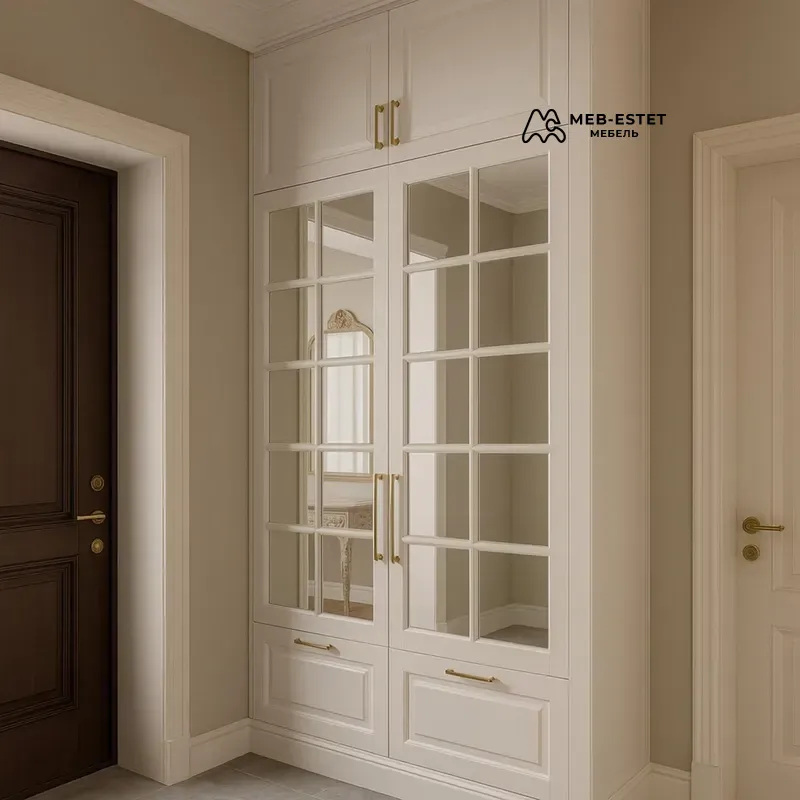 Шкаф прихожая кремовый классика