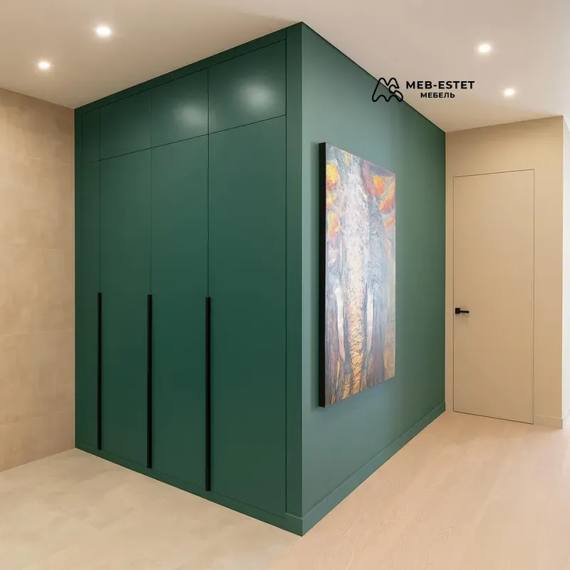 Зелёный встроенный шкаф прихожая