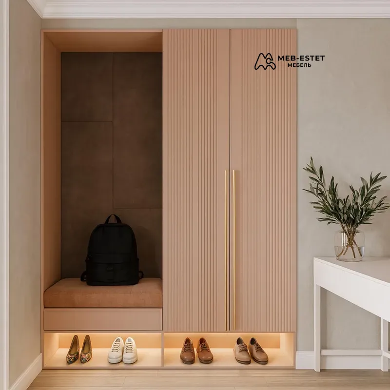 прихожая банкетка шкаф рифленые фасады