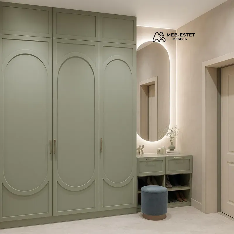 Шкаф прихожая зелёный фрезерованный