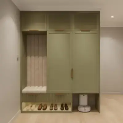 Прихожая с сиденьем и шкафом