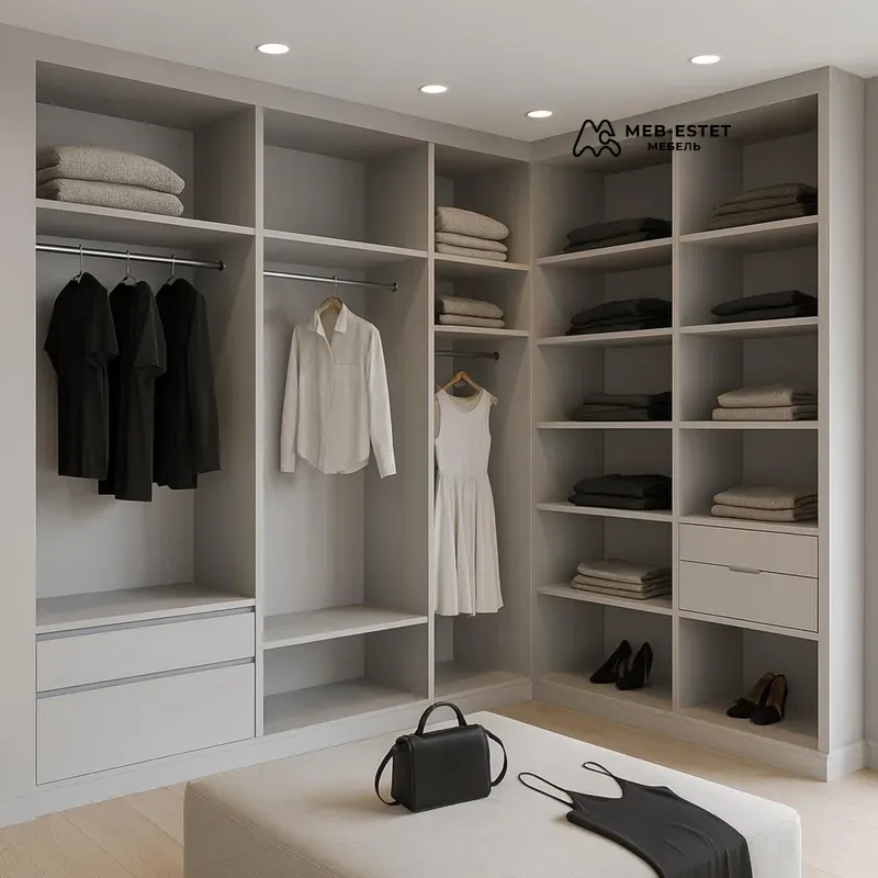 Встроенная гардеробная открытого типа