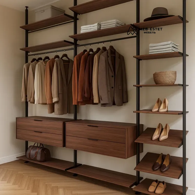 гардеробная модуль орех стеллаж