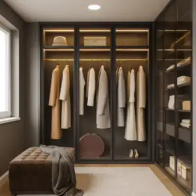 Гардеробная с витринными фасадами