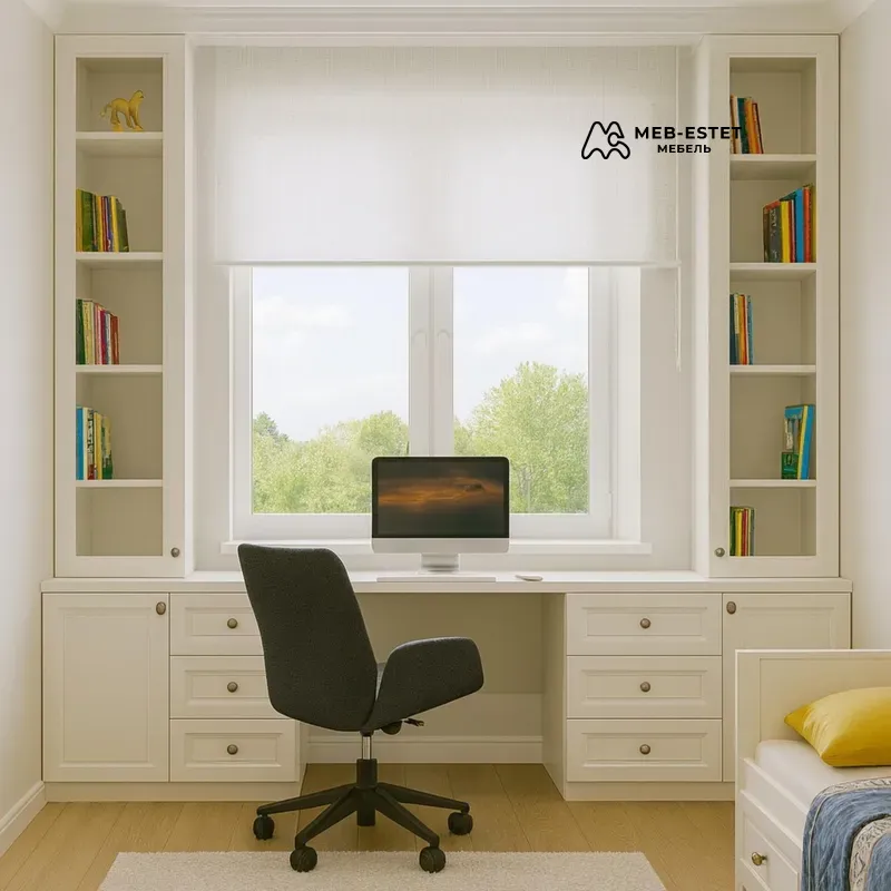 рабочая зона под окном белая