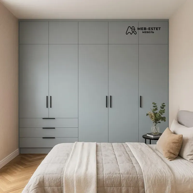 Встроенный шкаф матовый серый