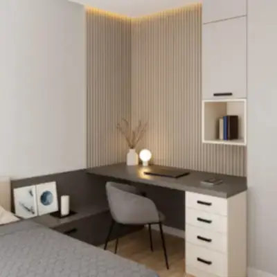 Угловая рабочая зона со шкафом