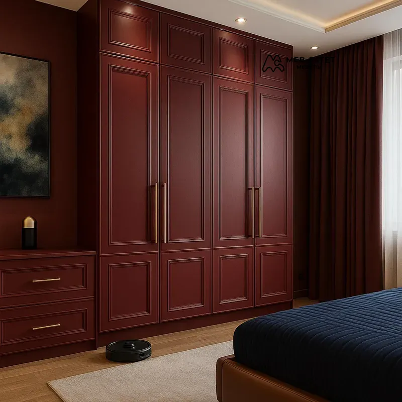 Шкаф бордовый классика на заказ