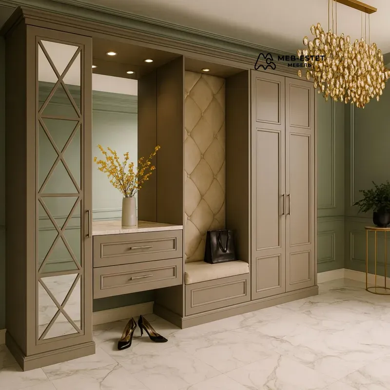 Прихожая мягкая банкетка шкаф