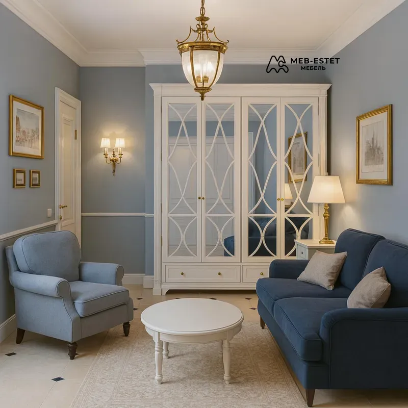 Зеркальный шкаф классика белый