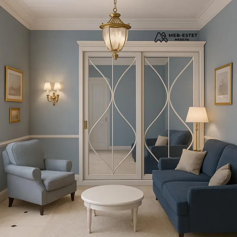 Шкаф купе в гостиную с зеркалом