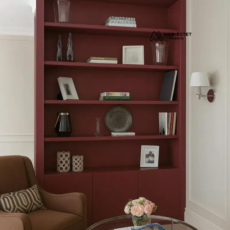 Красный книжный стеллаж