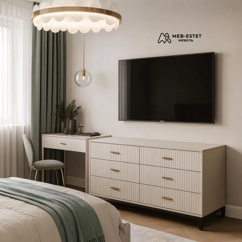 Комод реечный кремовый