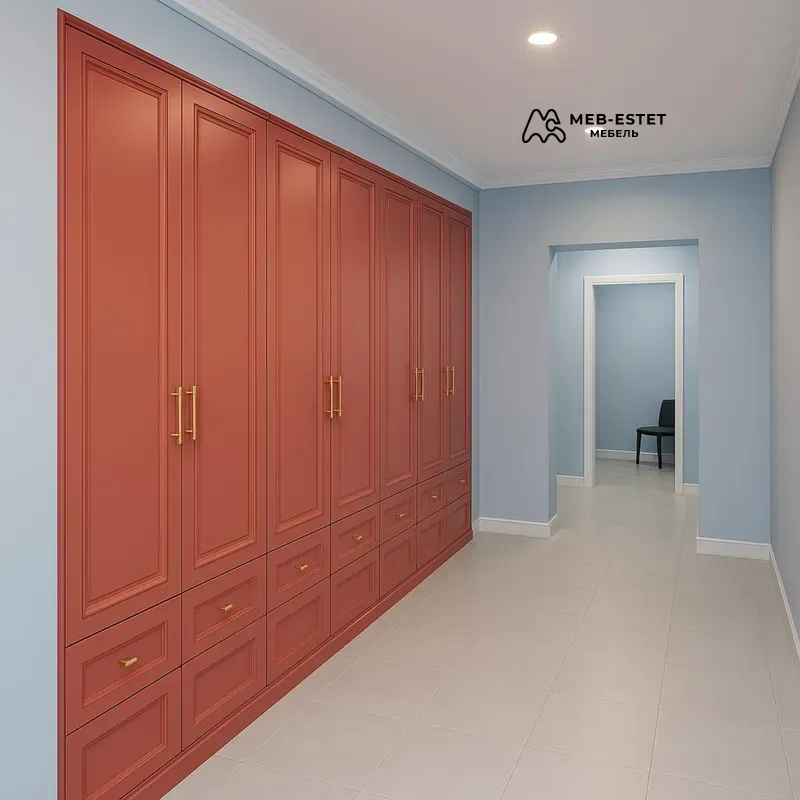 Красный встроенный шкаф прихожая