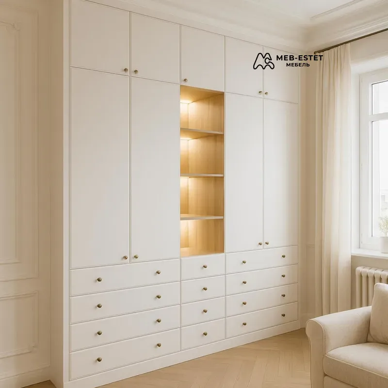 Встроенный шкаф с открытой нишей