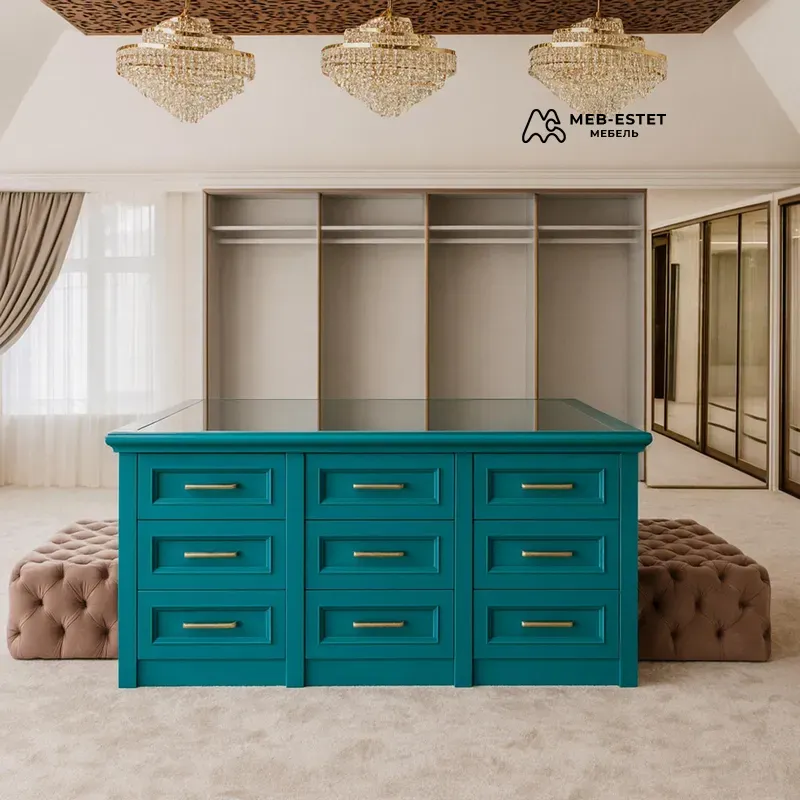 Островная тумба гардеробная зелёная